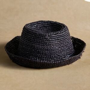 NWT Wyeth Navy Blue Packable Hat 100% Straw
